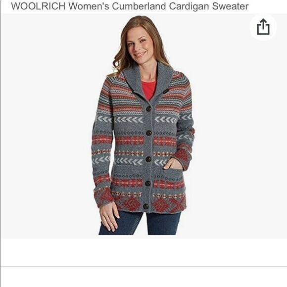 WOOLRICH Cumberland 9679 Charcoal 100% Lambswool Cardigan - Picture 1 of 10